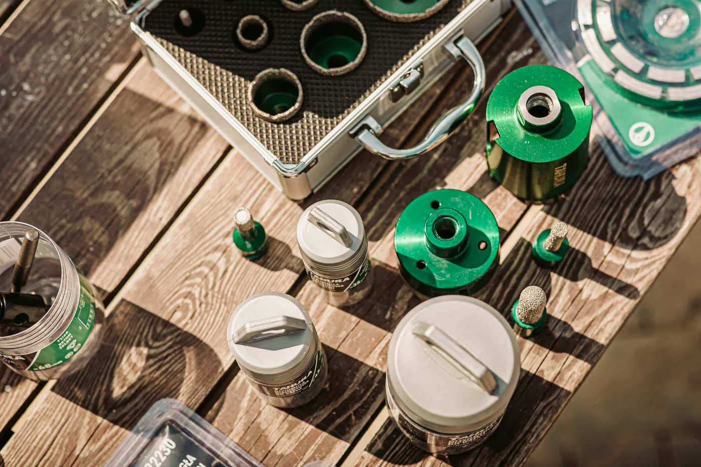 An assortment of tools arranged neatly on a table